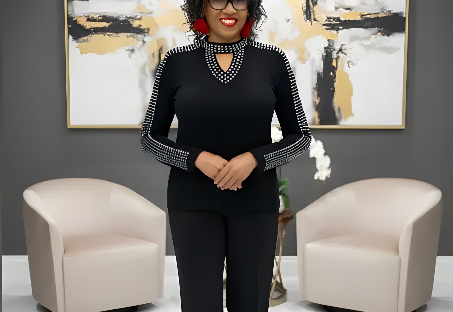 Wanda Childs standing in her office
